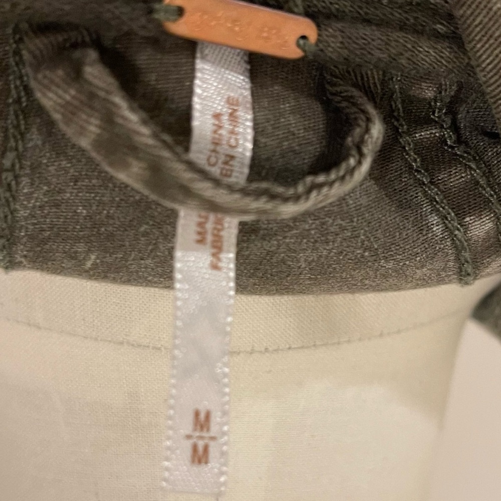 ❤️ Free People Army Green Stretch Twill Moto Collapsing Front Jacket - Picture 8 of 11